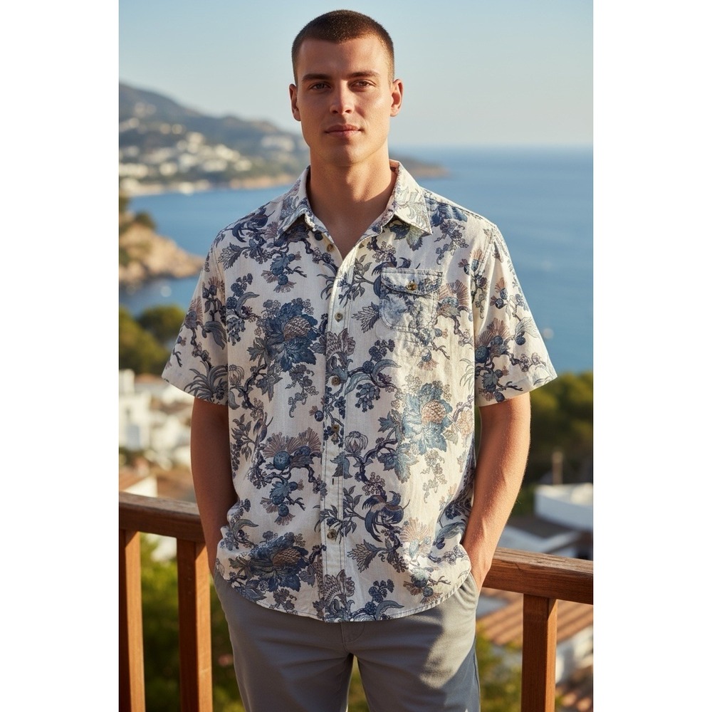Retro✌️☮️Rare70s Kennington Short Sleeve Button Up Shirt Floral HippieDisco S